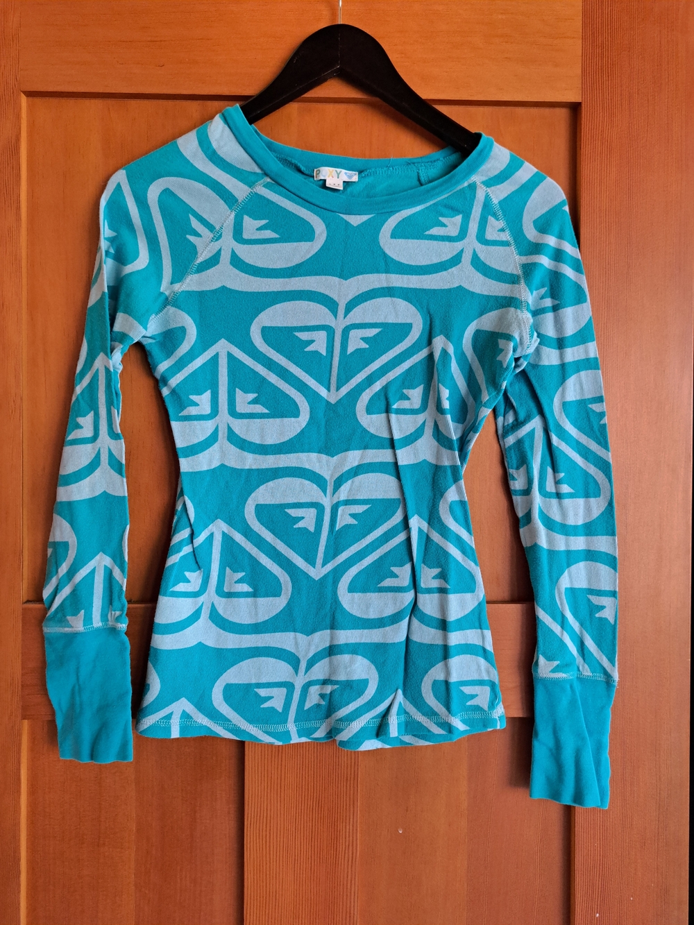 Roxy Teal Long-Sleeve Logo Print Top